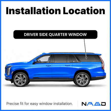 With Sensor Style Tempered Driver Left Side Quarter Window Quarter Glass Compatible with Cadillac Escalade ESV 2021-2025 Models ( Not For Escalade )