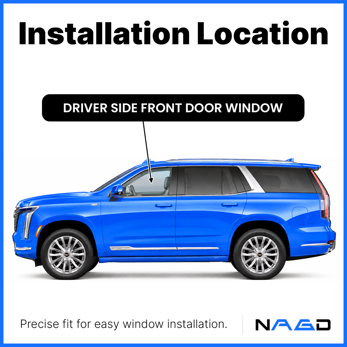 Laminated Driver Left Side Front Door Window Door Glass Compatible with GMC Yukon XL / Yukon & Cadillac Escalade ESV / Escalade 2021-2026 Models