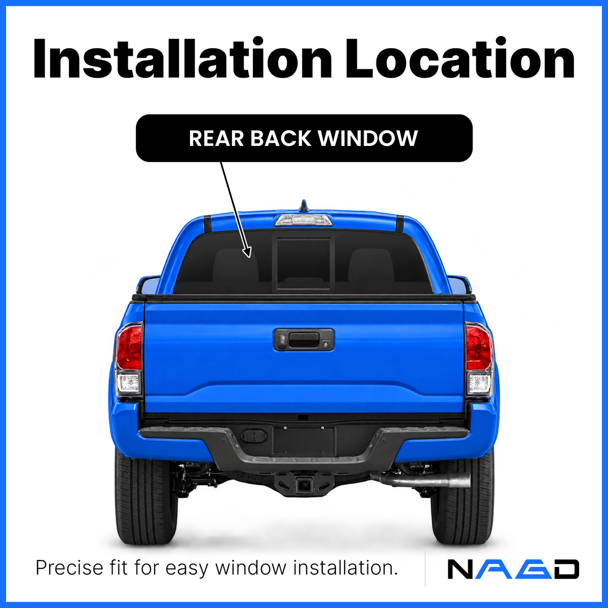Sliding Back Window Glass W/ Center Complete Power Slider Compatible with Toyota Tacoma Pickup 2017-2023 Models