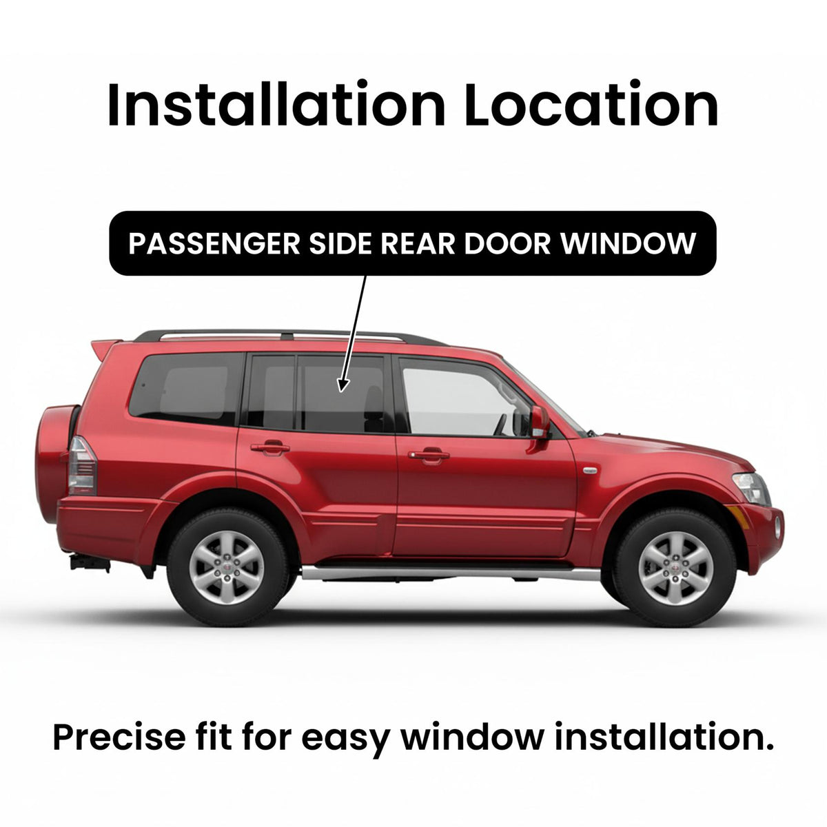 Passenger Right Side Rear Door Window Door Glass Compatible with Mitsubishi Montero 2001-2006 Models