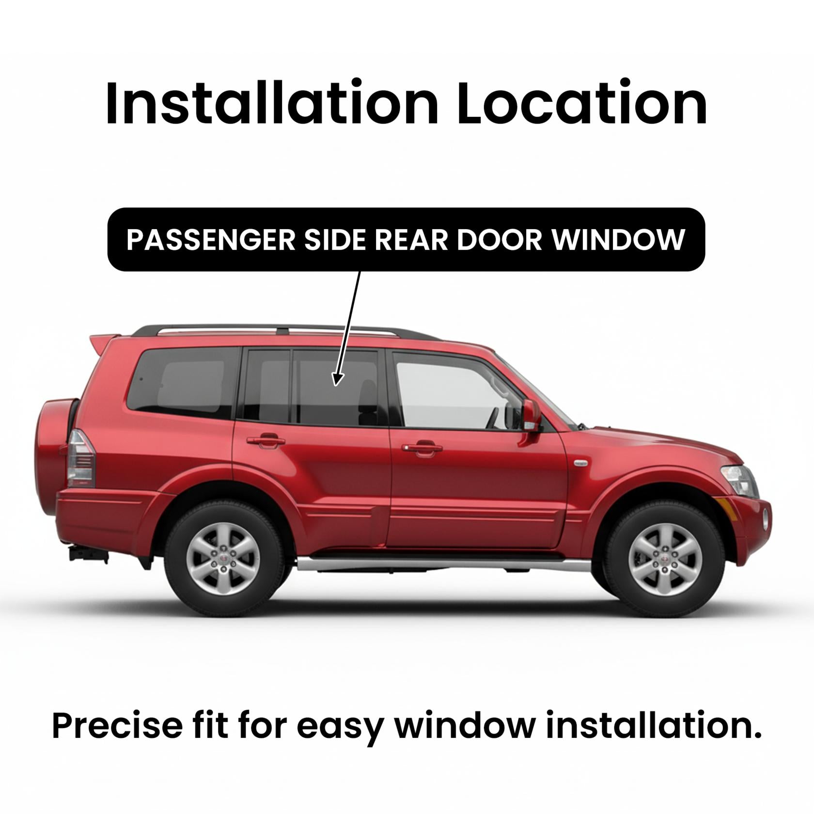Passenger Right Side Rear Door Window Door Glass Compatible with Mitsubishi Montero 2001-2006 Models