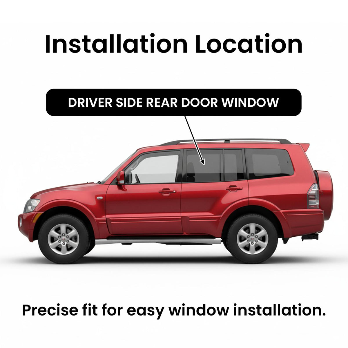 Driver Left Side Rear Door Window Door Glass Compatible with Mitsubishi Montero 2001-2006 Models