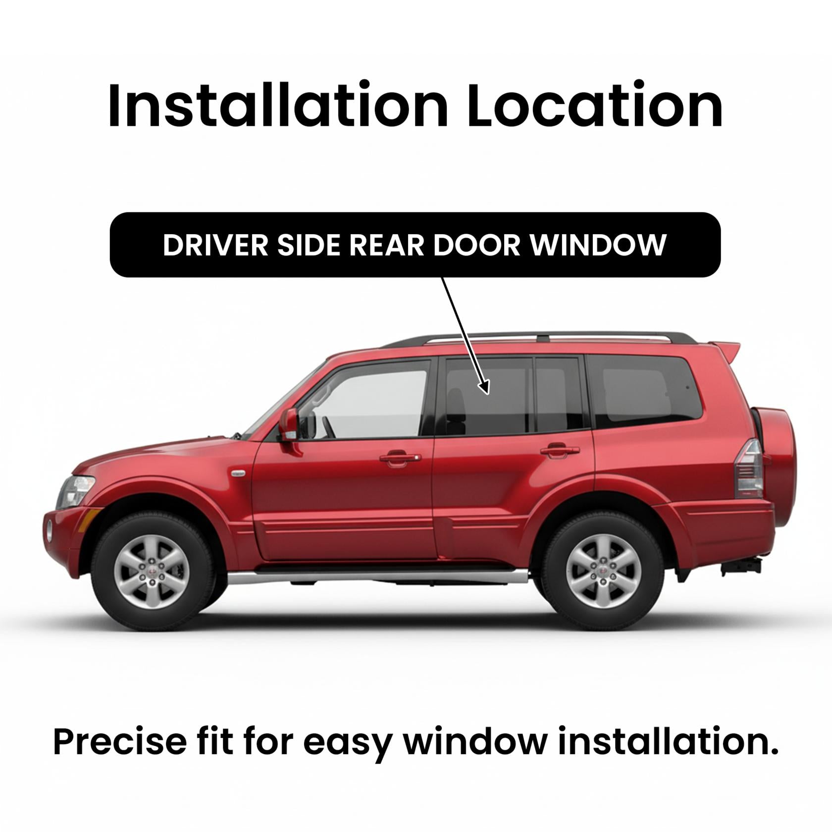 Driver Left Side Rear Door Window Door Glass Compatible with Mitsubishi Montero 2001-2006 Models