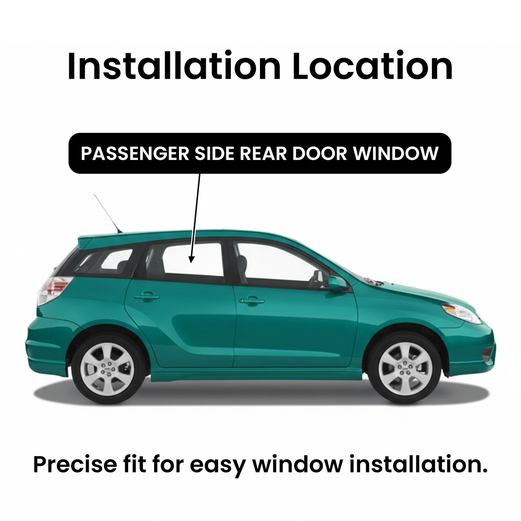 Passenger Right Side Rear Door Window Door Glass Compatible with Toyota Matrix/Pontiac Vibe 2003-2008 Models