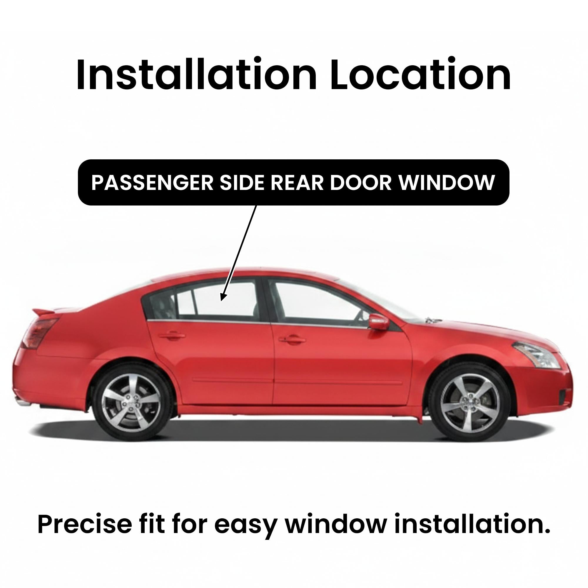Passenger Right Side Rear Door Window Door Glass Compatible with Nissan Maxima 4 Door Sedan 2004-2008 Models