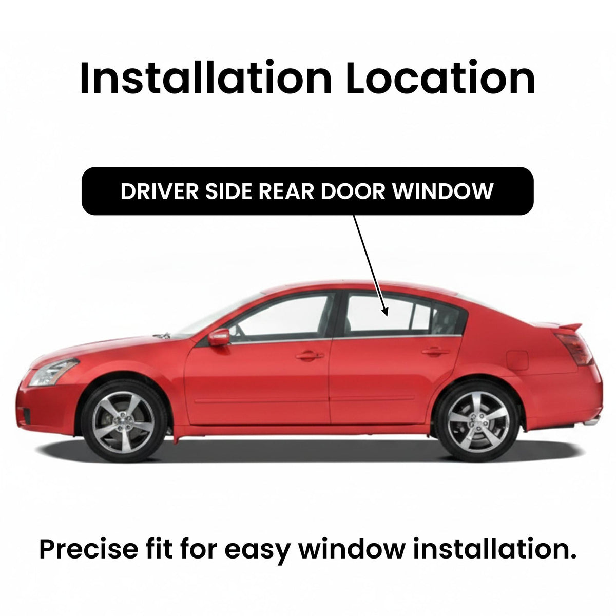 Driver Left Side Rear Door Window Door Glass Compatible with Nissan Maxima 4 Door Sedan 2004-2008 Models
