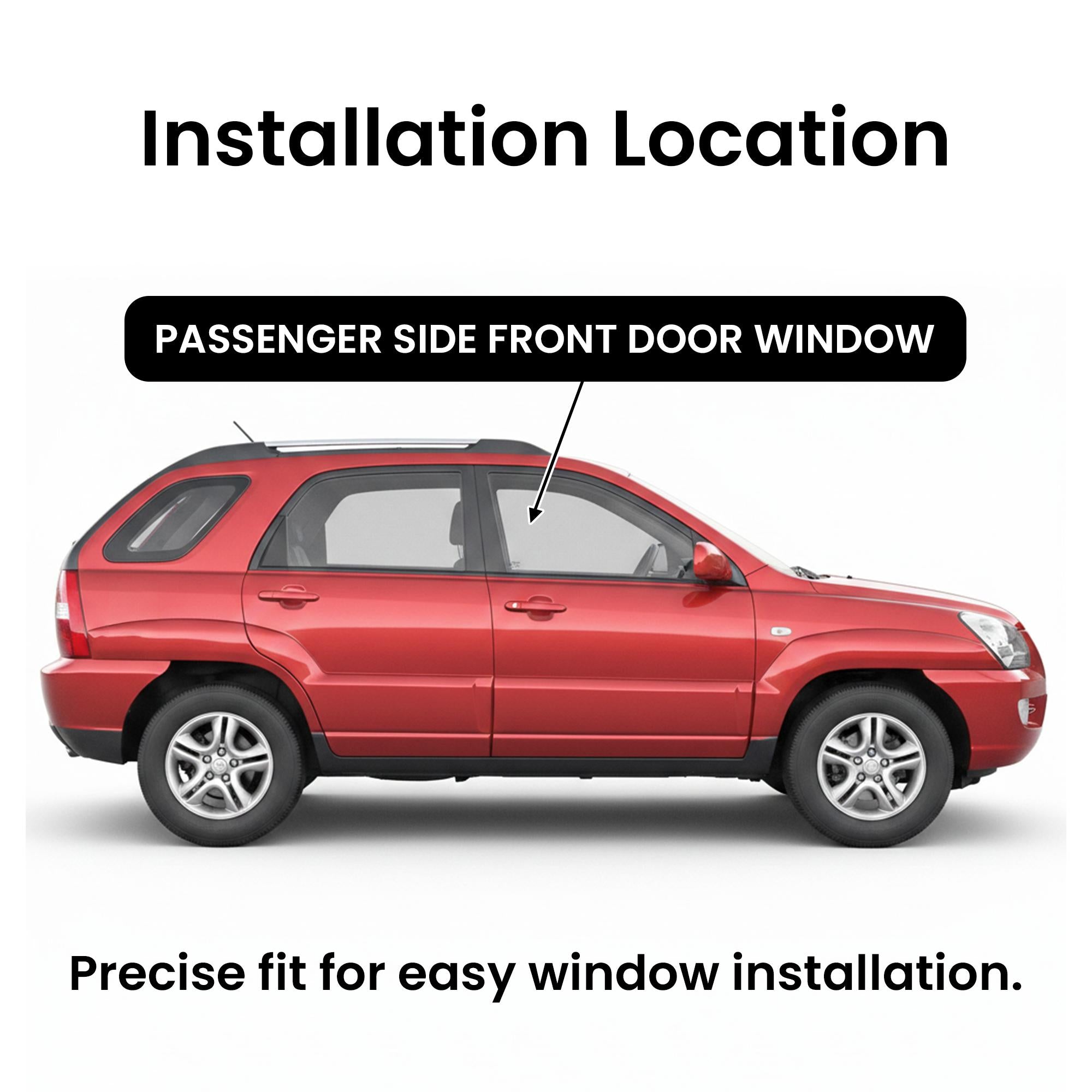 Passenger Right Side Front Door Window Door Glass Compatible with Hyundai Tucson 2005-2009 Models