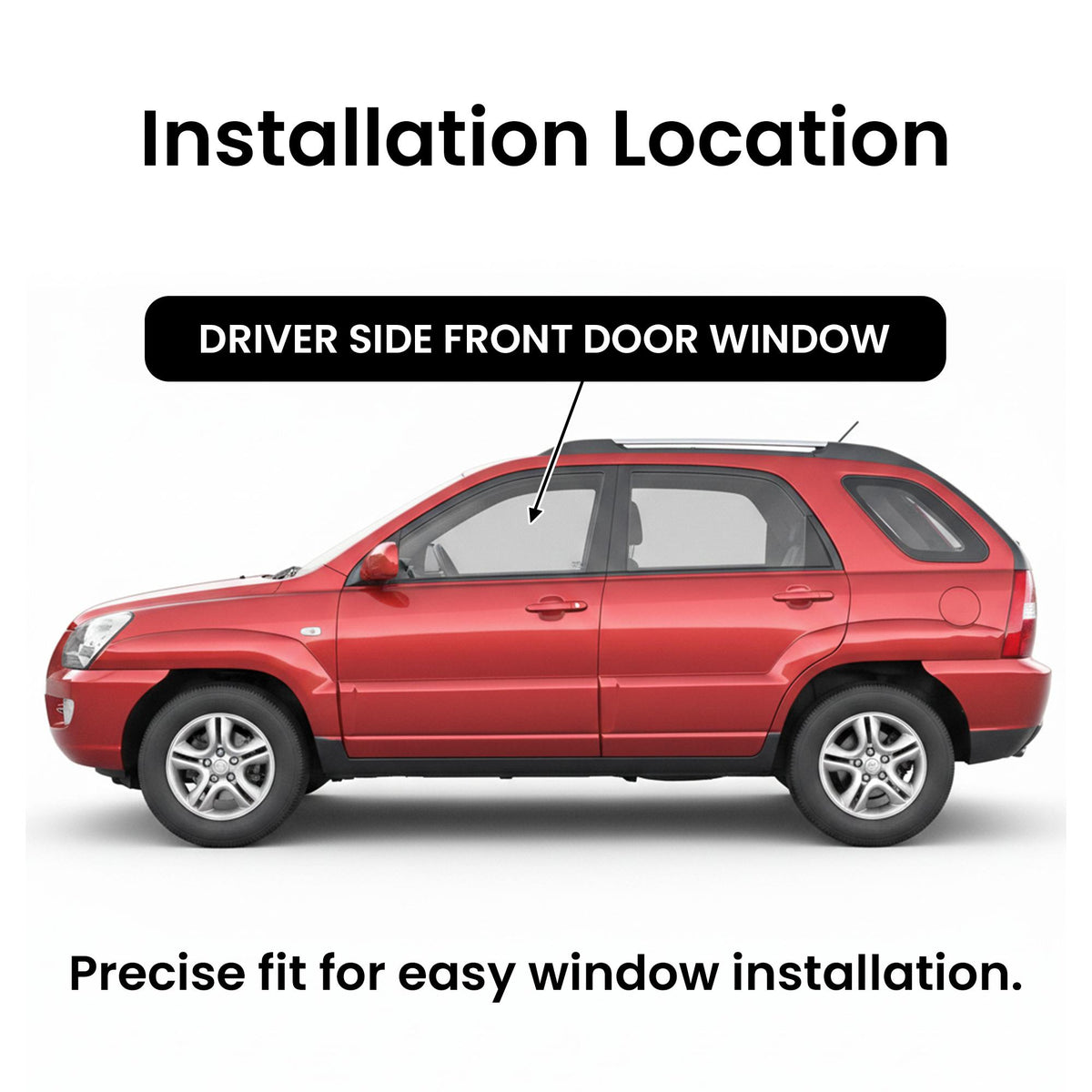 Driver Left Side Front Door Window Door Glass Compatible with Hyundai Tucson 2005-2009 Models