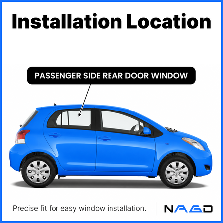 Passenger Right Side Rear Door Window Door Glass Compatible with Toyota Yaris 4 Door Hatchback 2006-2011 Models