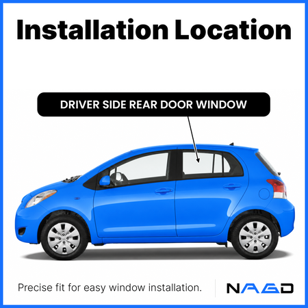 Driver Left Side Rear Door Window Door Glass Compatible with Toyota Yaris 4 Door Hatchback 2006-2011 Models