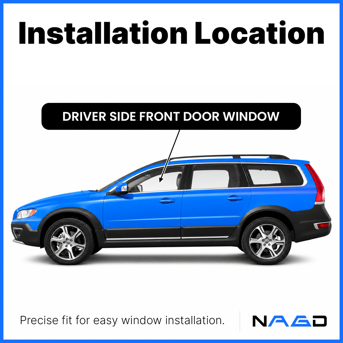 Driver Left Side Front Door Window Door Glass Compatible with Volvo S80 2007-2016 / XC70 2008-2016 / V70 2008-2011 Models