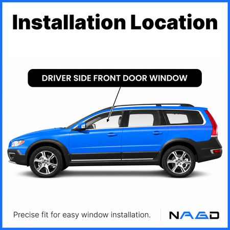 Driver Left Side Front Door Window Door Glass Compatible with Volvo S80 2007-2016 / XC70 2008-2016 / V70 2008-2011 Models