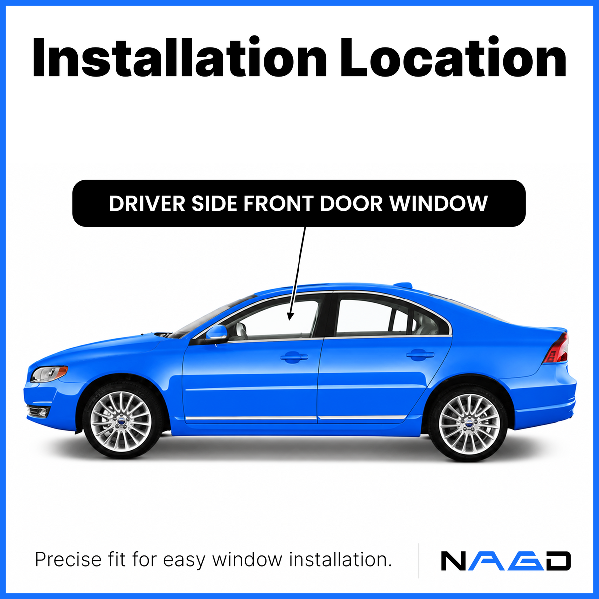 Driver Left Side Front Door Window Door Glass Compatible with Volvo S80 2007-2016 / XC70 2008-2016 / V70 2008-2011 Models