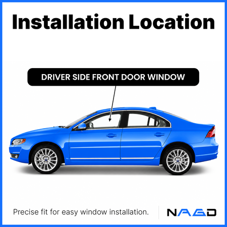 Driver Left Side Front Door Window Door Glass Compatible with Volvo S80 2007-2016 / XC70 2008-2016 / V70 2008-2011 Models