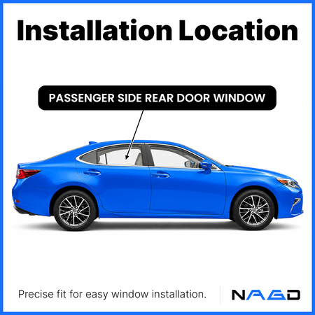 Passenger Right Side Rear Door Window Door Glass Compatible with Lexus ES350 / ES300h 2013-2018 Models