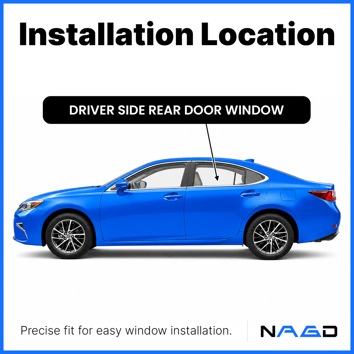 Driver Left Side Rear Door Window Door Glass Compatible with Lexus ES350 / ES300h 2013-2018 Models