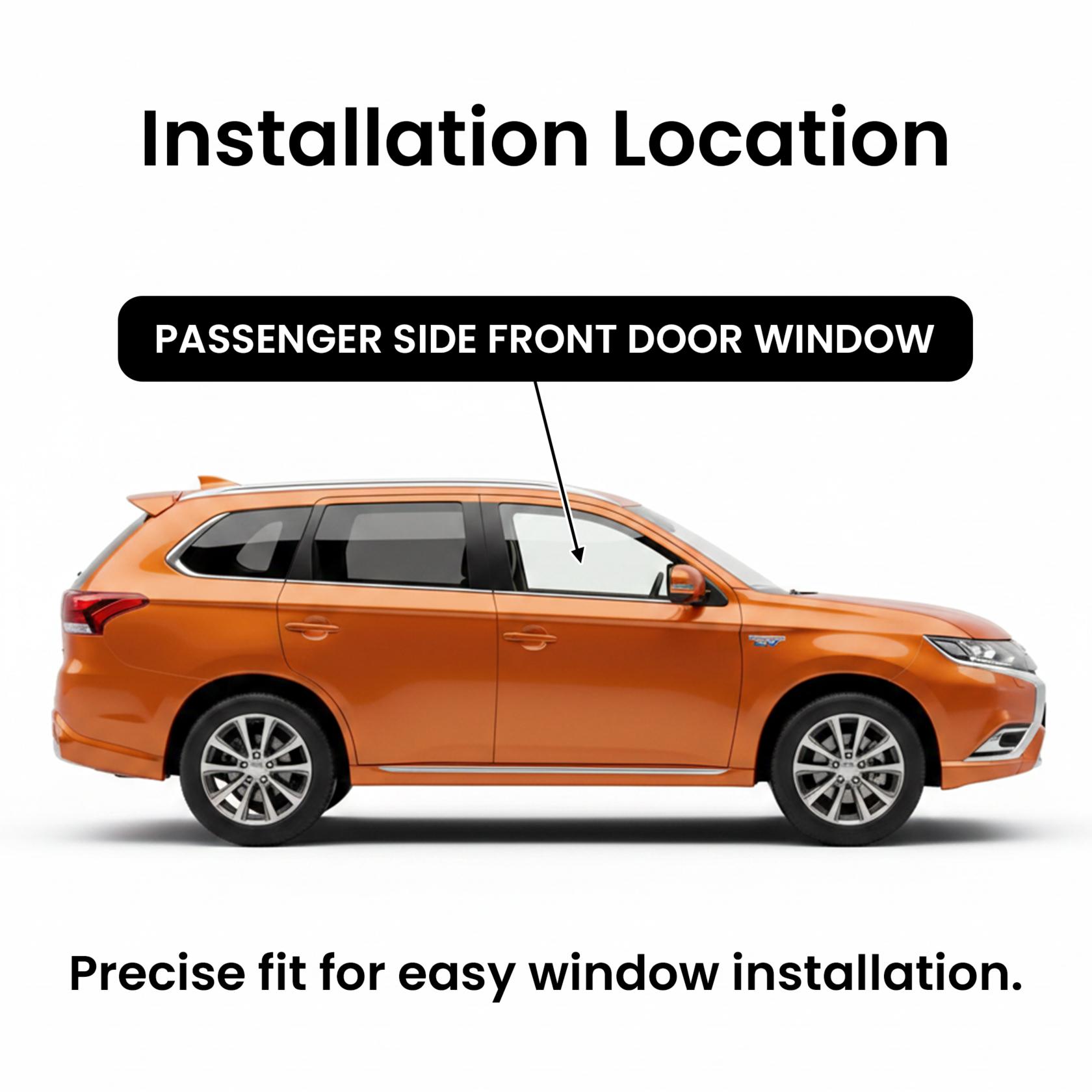Passenger Right Side Front Door Window Door Glass Compatible with Mitsubishi Outlander 2014-2021 Models / 2018-2022 PHEV