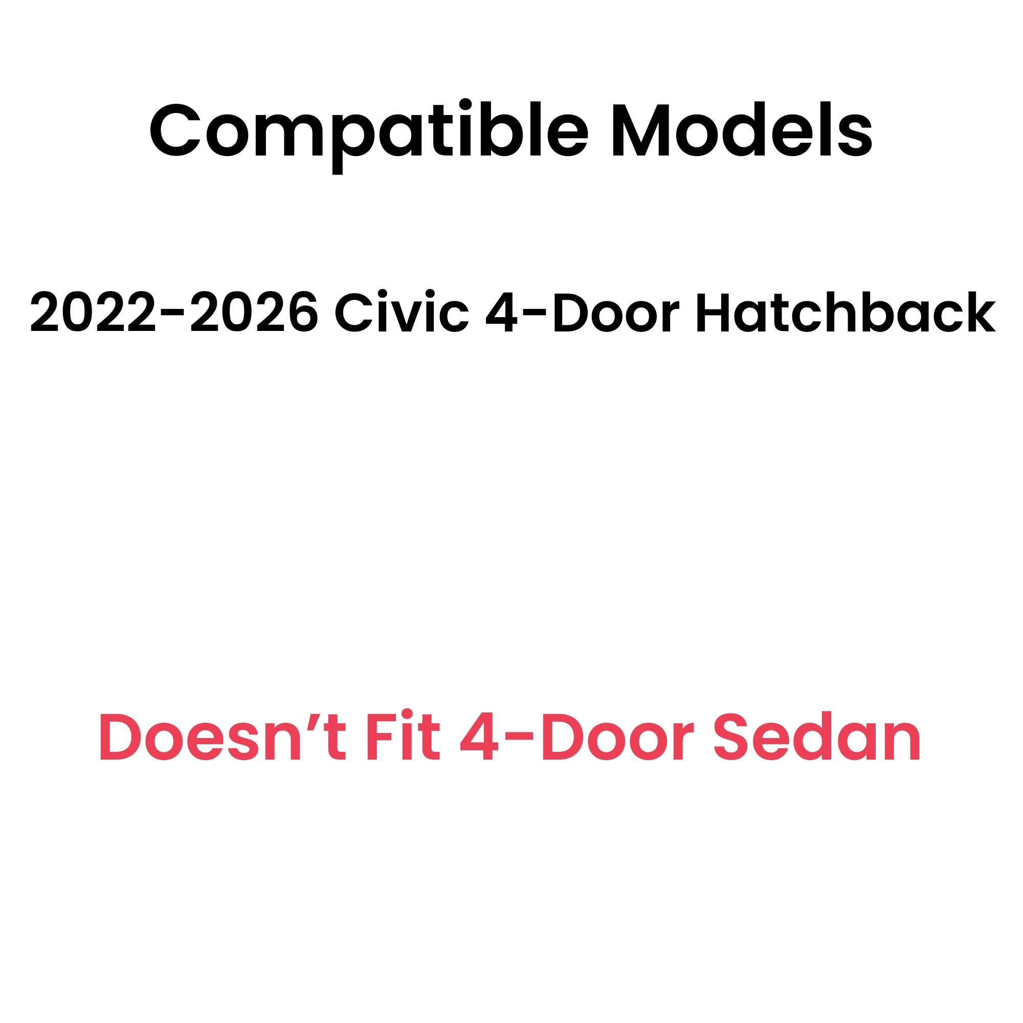 Tempered Passenger Right Side Rear Door Window Door Glass Compatible with Honda Civic 4-Door Hatchback 2022-2026 Models
