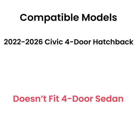 Tempered Passenger Right Side Rear Door Window Door Glass Compatible with Honda Civic 4-Door Hatchback 2022-2026 Models