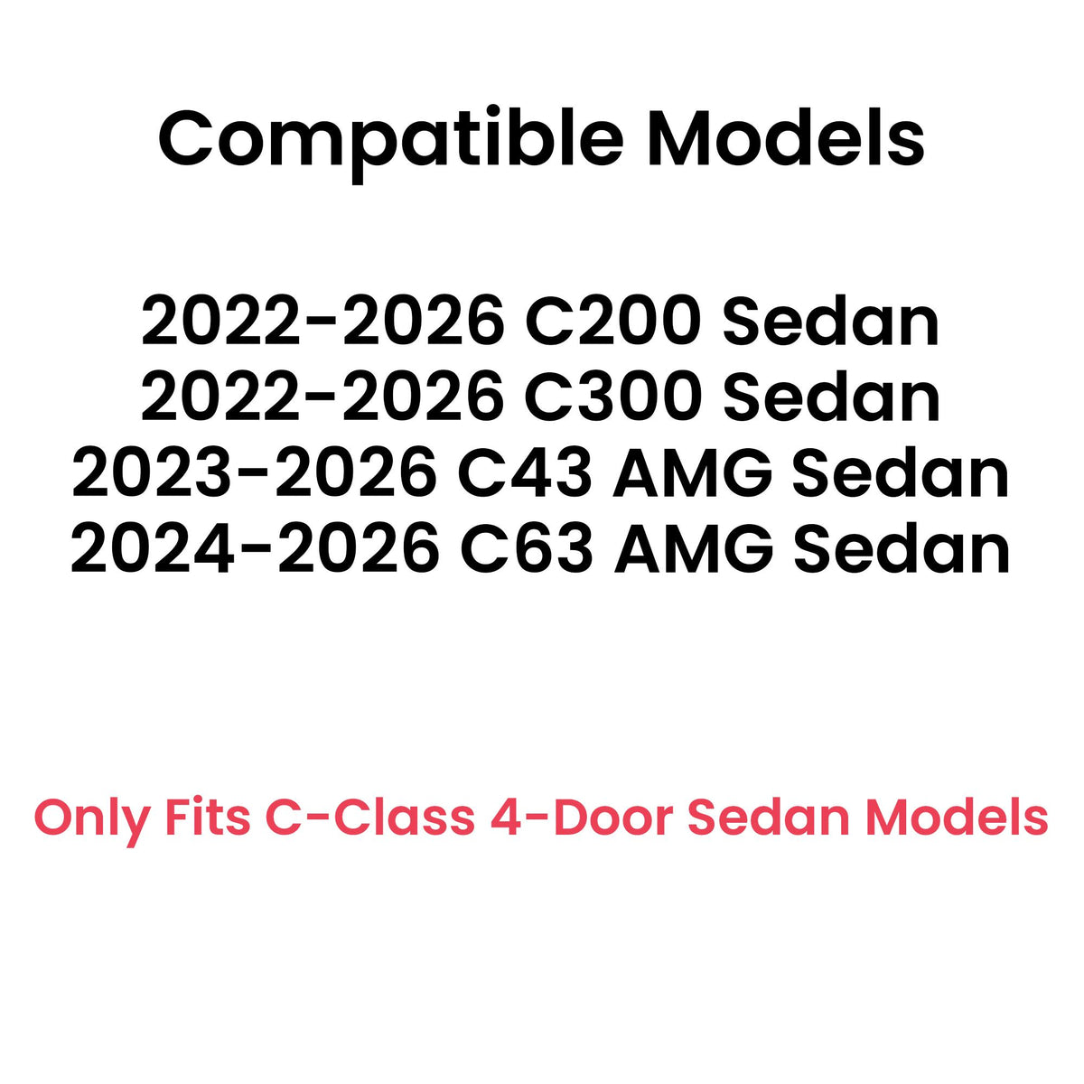 Tempered Driver Left Side Front Door Window Door Glass Compatible with Mercedes Benz C-Class C200 C300 C43AMG C63AMG 4-Door Sedan 2022-2026 Models