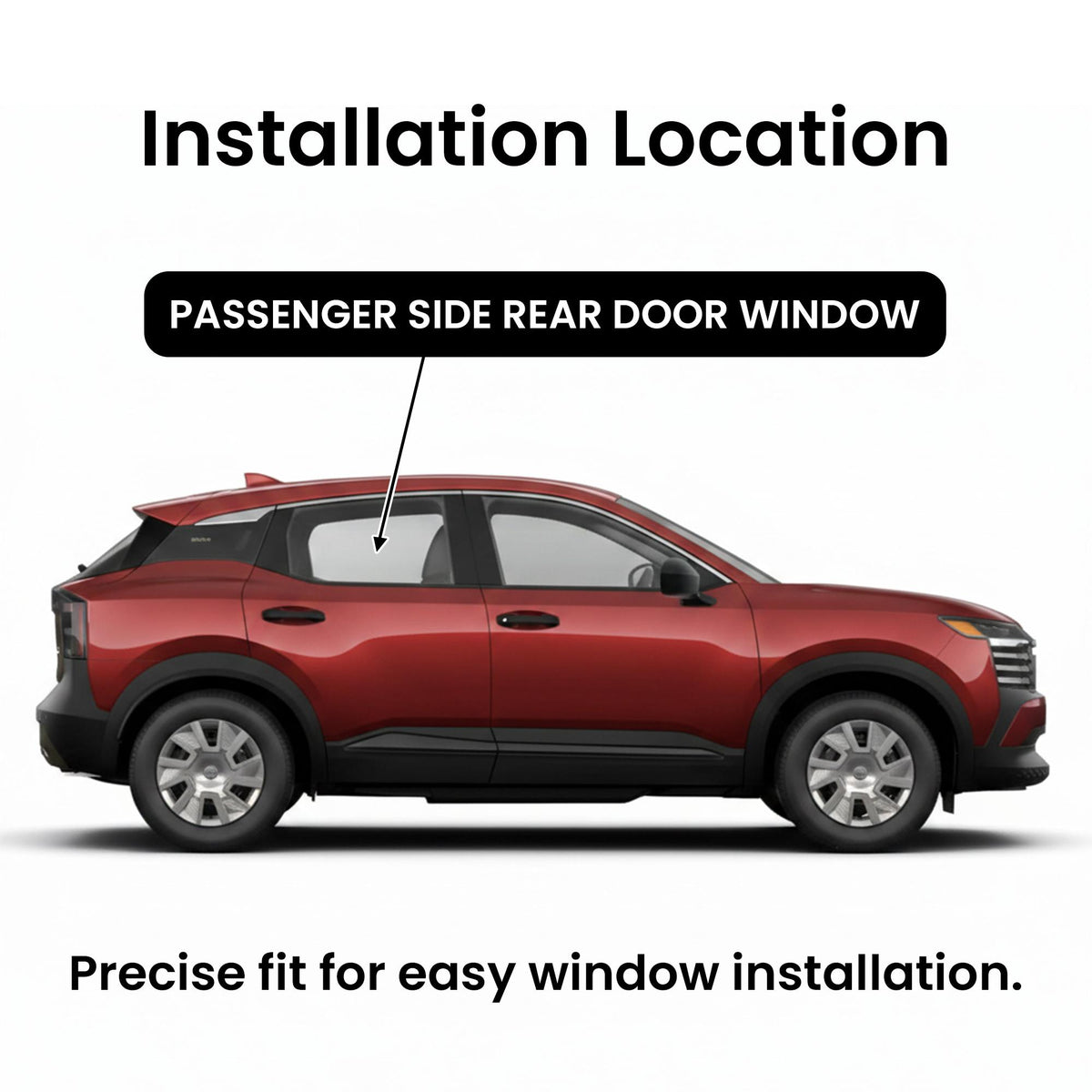 Passenger Right Side Rear Door Window Door Glass Compatible with Nissan Kicks 2025-2026 Models