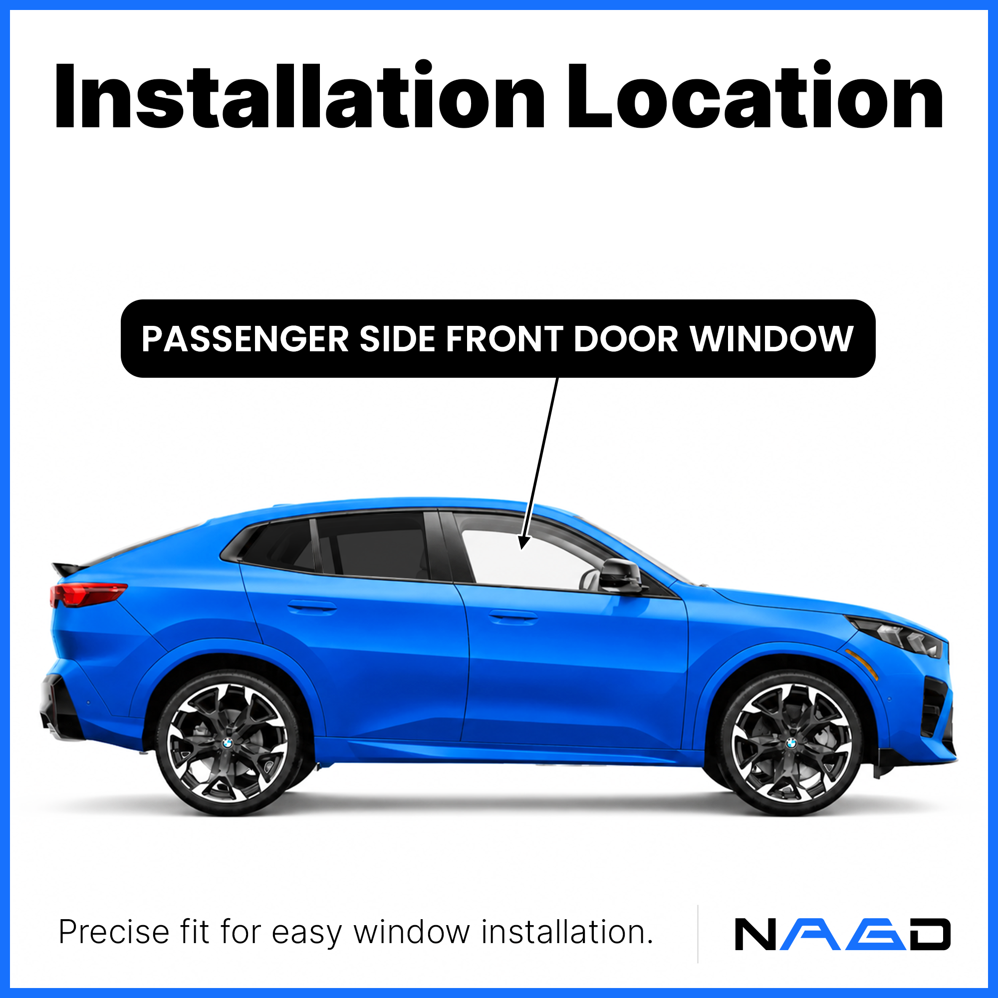 Passenger Right Side Front Door Window Door Glass Compatible with BMW X2 2024-2026 Models