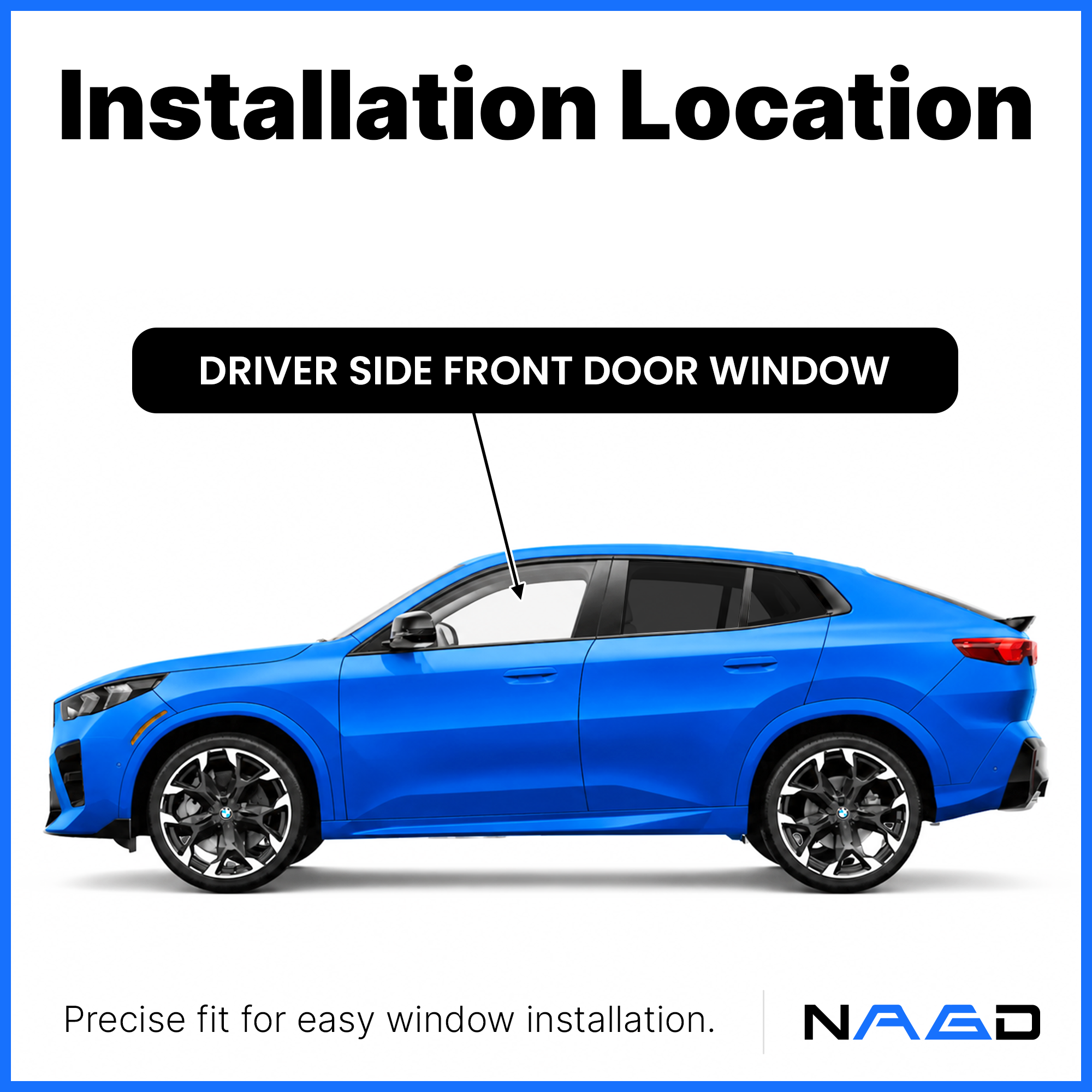 Driver Left Side Front Door Window Door Glass Compatible with BMW X2 2024-2026 Models
