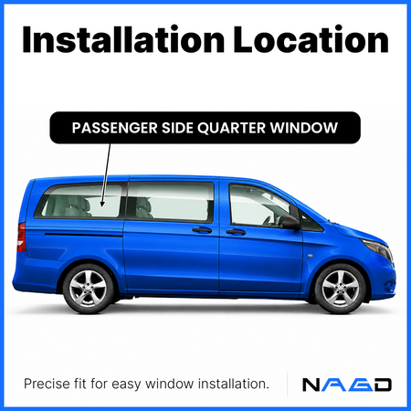 Quarter Window Glass Passenger Right Side Compatible with Mercedes Benz Metris Cargo Van 2015-2023 Models