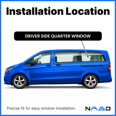 Quarter Window Glass Driver Left Side Compatible with Mercedes Benz Metris Cargo Van 2015-2023 Models