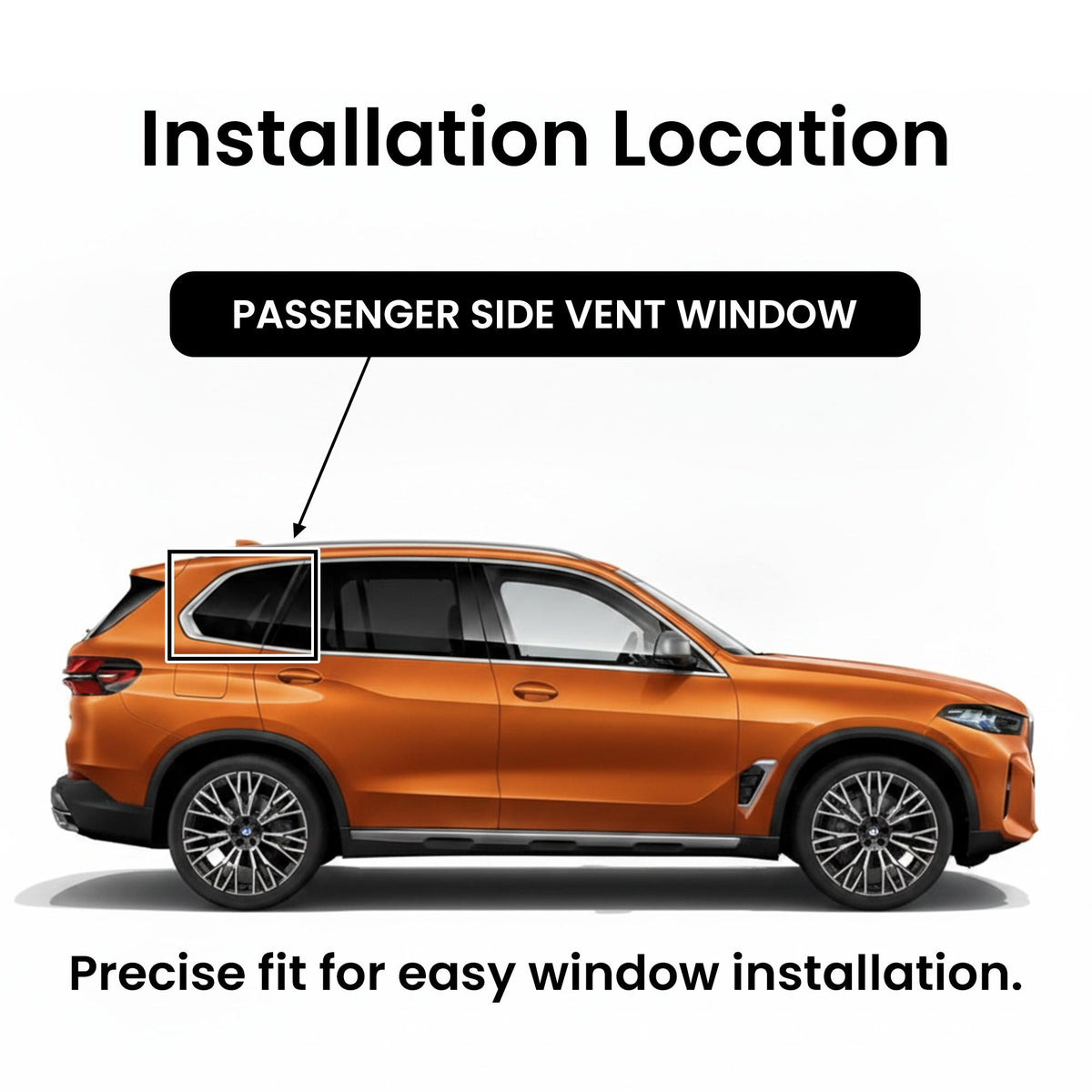 Chrome Molding Style Passenger Right Side Quarter Window Glass Compatible with BMW X5 2019-2026 Models