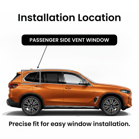 Chrome Molding Style Passenger Right Side Quarter Window Glass Compatible with BMW X5 2019-2026 Models