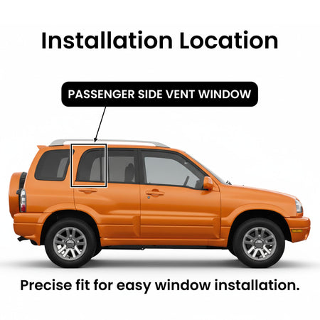 Passenger Right Side Rear Vent Window Vent Glass Compatible with Chevrolet Tracker/Suzuki Grand Vitara/Suzuki Vitara 1999-2005 Models (Not For Grand Vitara XL-7)
