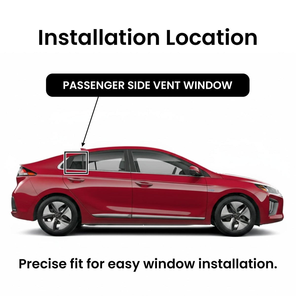 Passenger Right Side Rear Vent Window Vent Glass Compatible with Hyundai Ioniq Hybrid 2017-2023 Models (Not For Ioniq 5 or Ioniq 6)