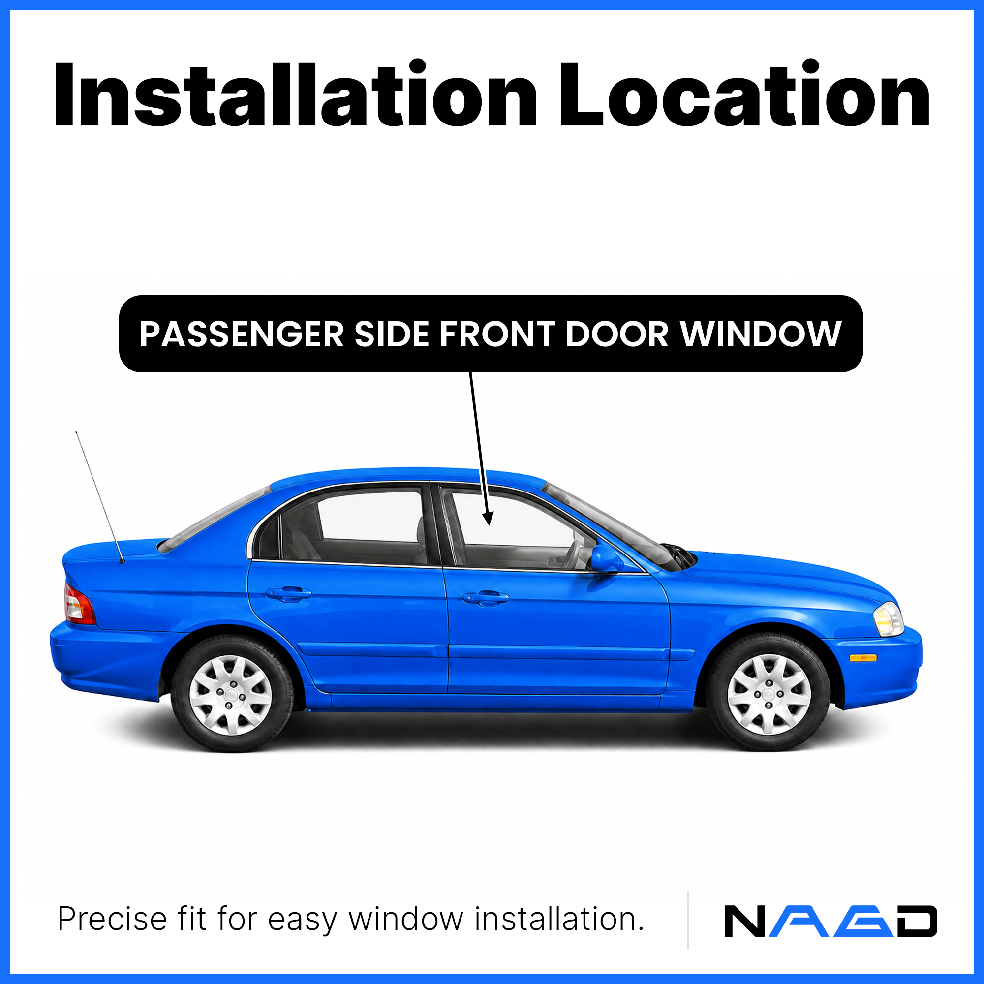 Passenger Right Side Front Door Window Door Glass Compatible with Hyundai Elantra 4 Door Sedan/Hatchback 2001-2006 Models