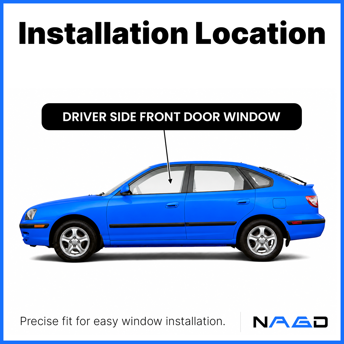 Driver Left Side Front Door Window Door Glass Compatible with Hyundai Elantra 4 Door Sedan & 4 Door Hatchback 2001-2006 Models