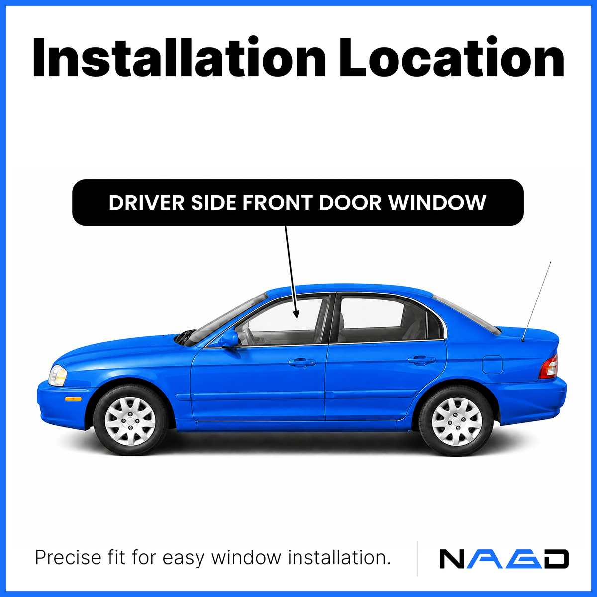 Driver Left Side Front Door Window Door Glass Compatible with Hyundai Elantra 4 Door Sedan & 4 Door Hatchback 2001-2006 Models