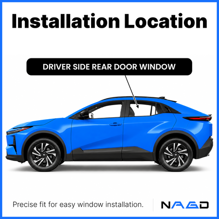 Driver Left Side Rear Door Window Door Glass Compatible with Toyota C-HR 2018-2022 US Built Models