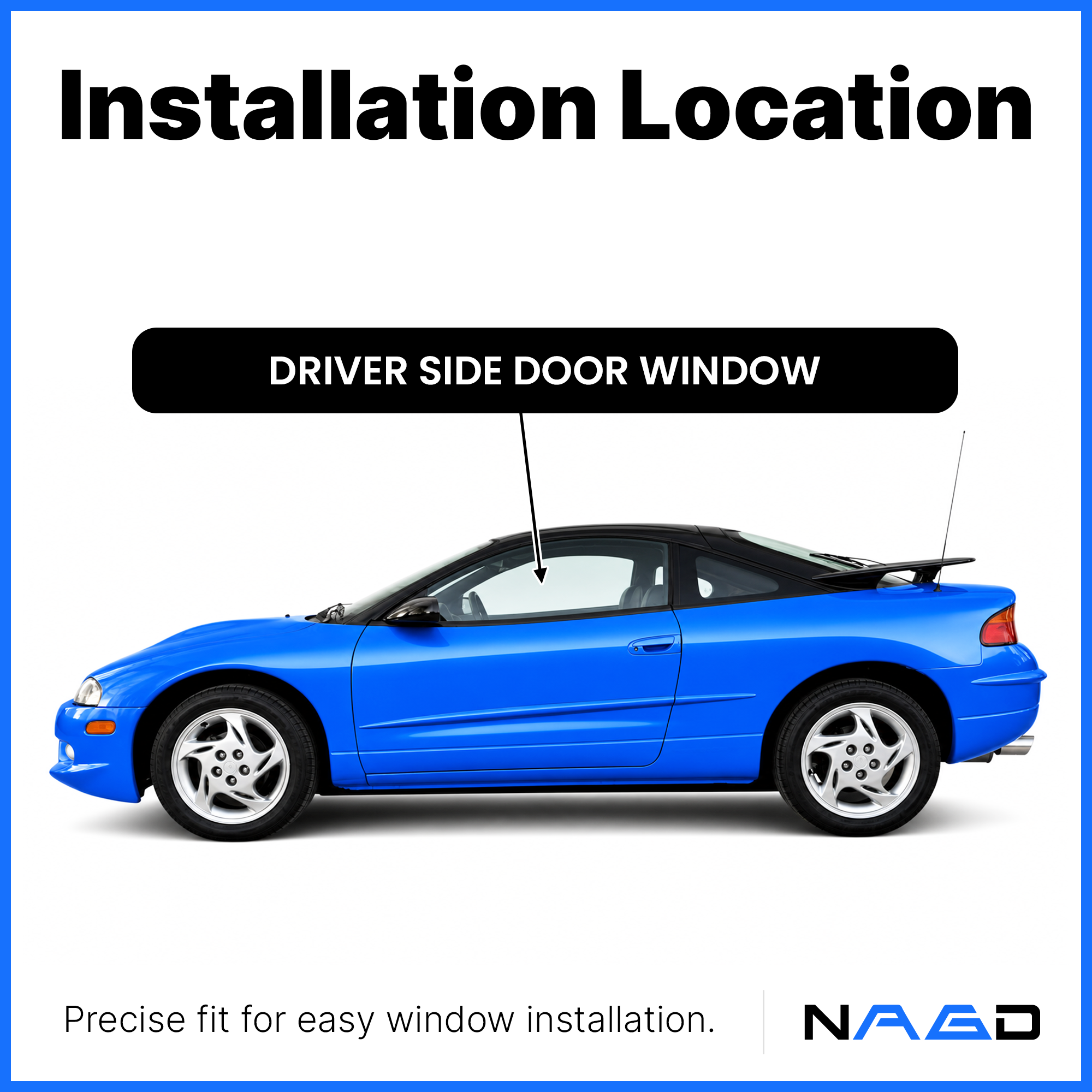 Driver Left Side Door Window Door Glass Compatible with Mitsubishi Eclipse 1995-1999 / Eagle Talon 1995-1998 Models