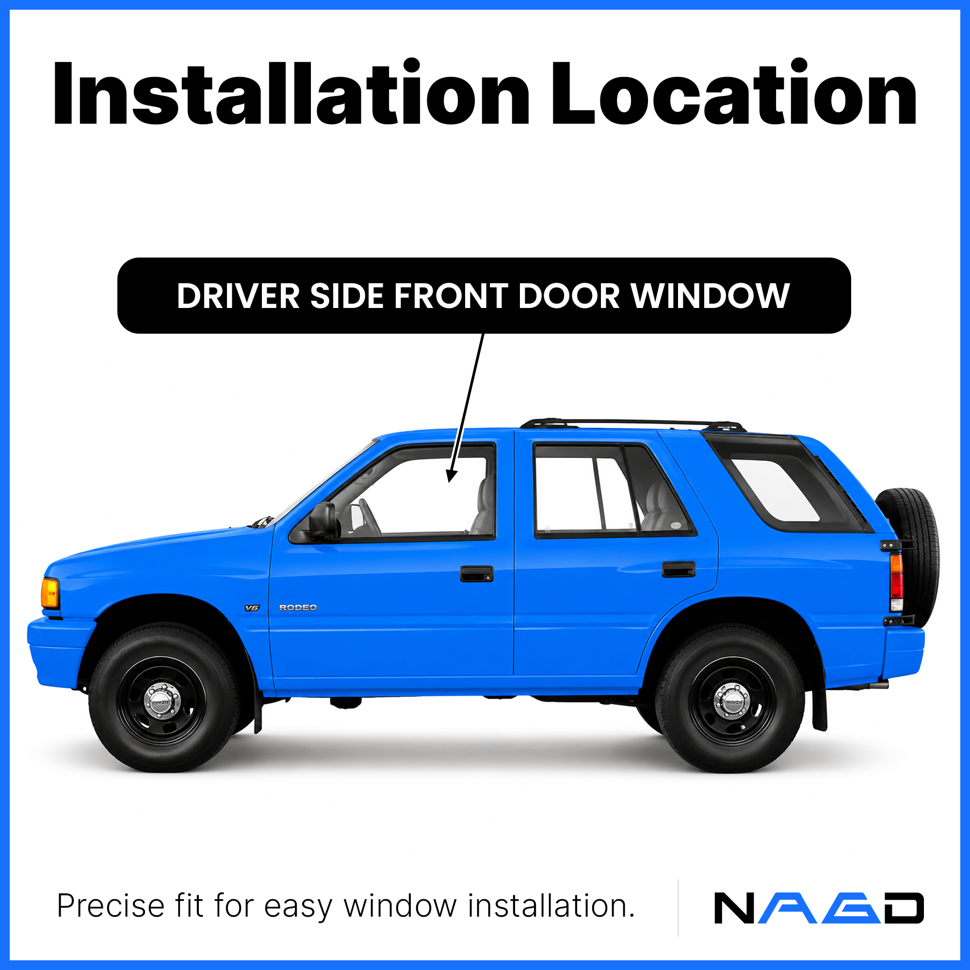 Tempered Power Driver Left Side Front Door Window Glass W/O Vent Style Compatible with Isuzu Rodeo/Honda Passport 1994-1997 Models