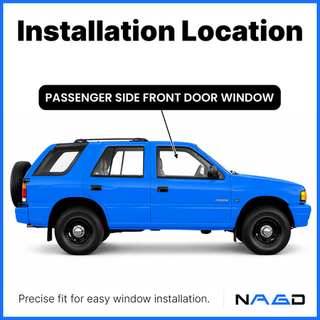 Tempered Power Passenger Right Side Front Door Window Glass W/O Vent Style Compatible with Isuzu Rodeo/Honda Passport 1994-1997 Models