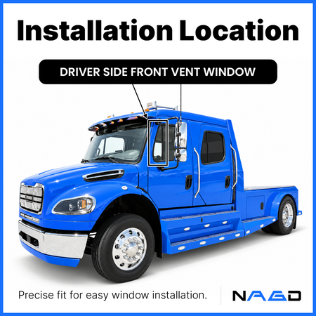 Stationary Style Driver Left Side Front Vent Window Vent Glass Compatible With Freightliner Business Class M2 2003-2025 Models
