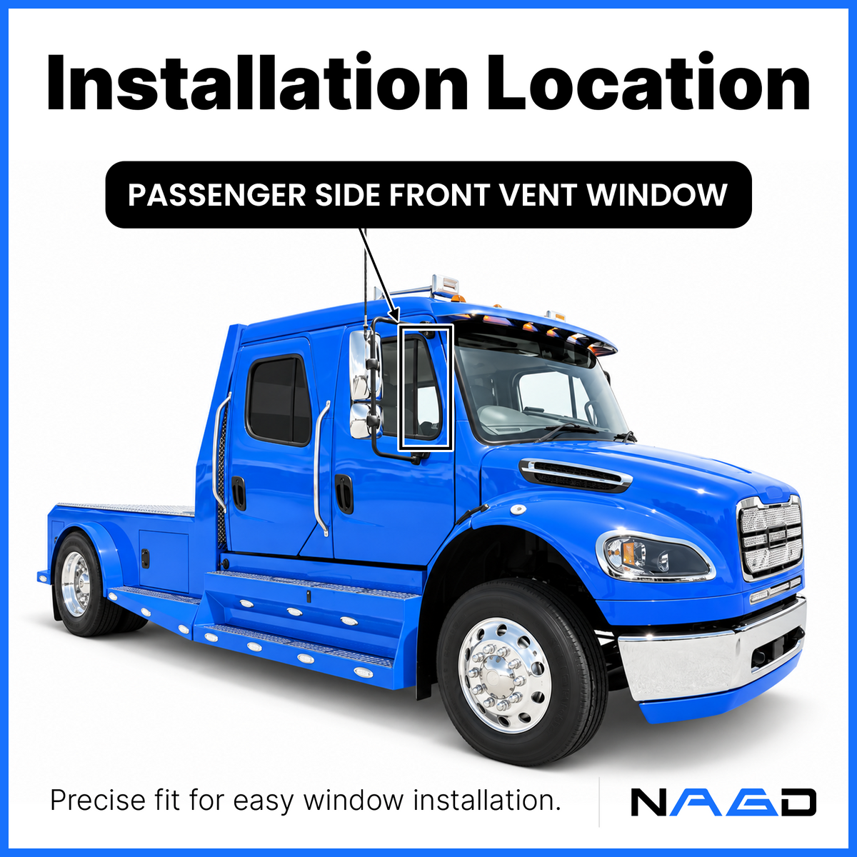Stationary Style Passenger Right Side Front Vent Window Vent Glass Compatible With Freightliner Business Class M2 2003-2025 Models