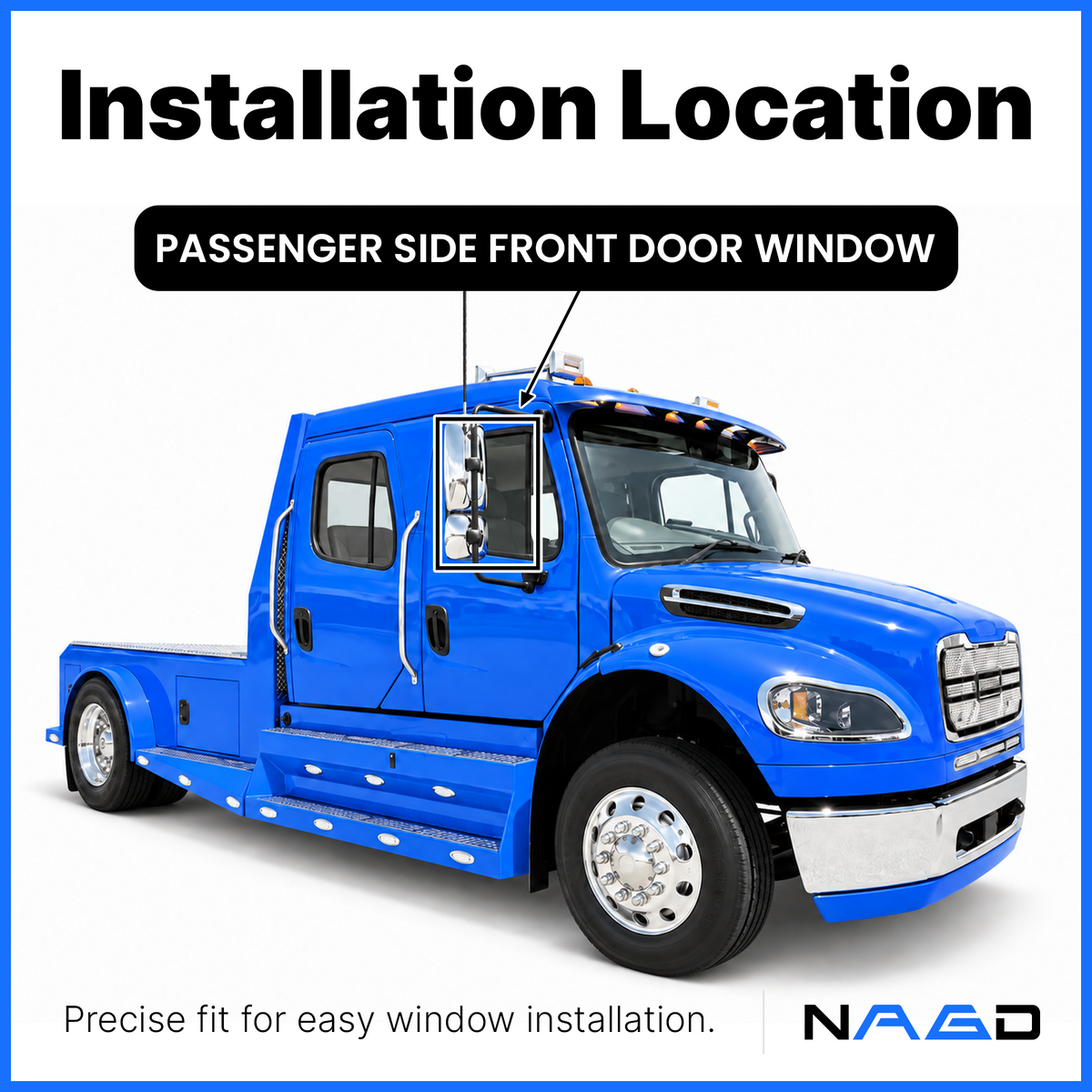Passenger Right Side Front Door Window Door Glass Compatible with Freightliner Business Class M2 2003-2025 Models
