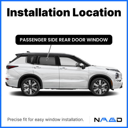 Tempered Passenger Right Side Rear Door Window Door Glass Compatible with Mitsubishi Outlander 2022-2026 Models (Not For Outlander Sport/Outlander PHEV)