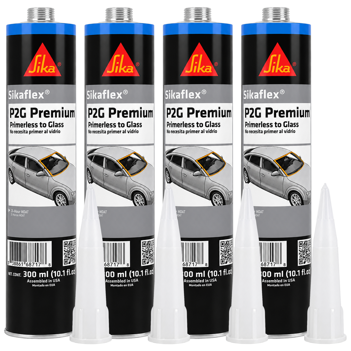 SikaFlex P2G Primerless Windshield Urethane Adhesive Auto Glass Sealant (4 Tubes)