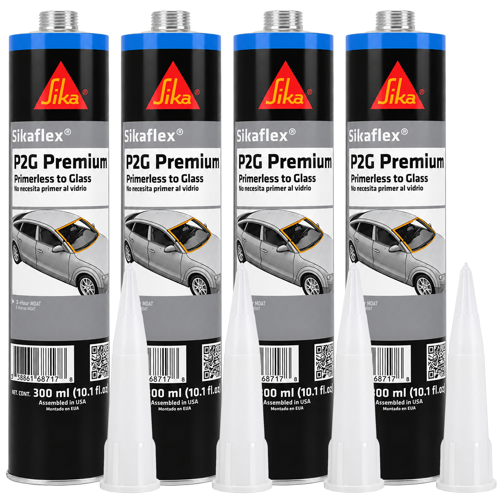 SikaFlex P2G Primerless Windshield Urethane Adhesive Auto Glass Sealant (4 Tubes)