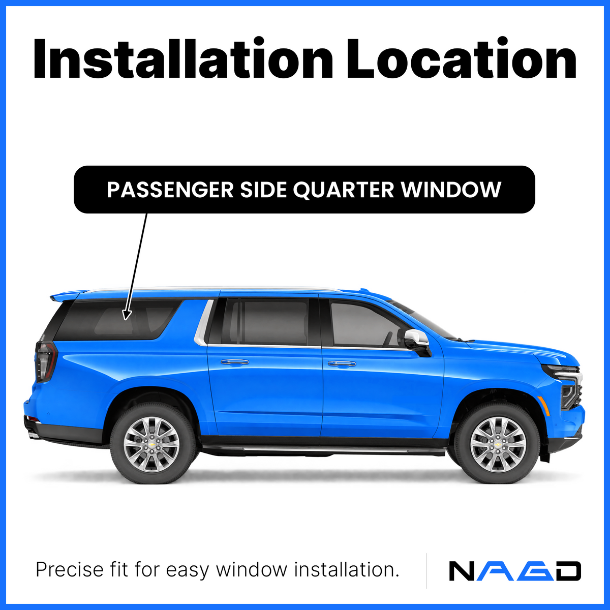 Passenger Right Side Rear Quarter Window Quarter Glass With Alarm Wire Compatible with Chevrolet Suburban /GMC Yukon XL 2021-2026 Models (Not For Yukon)