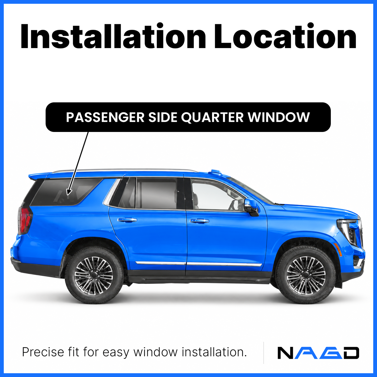 Passenger Right Side Quarter Window Quarter Glass With Alarm Wire Compatible with Chevrolet Tahoe /GMC Yukon 2021-2026 Models (Not For Yukon XL)