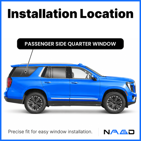 Passenger Right Side Quarter Window Quarter Glass With Alarm Wire Compatible with Chevrolet Tahoe /GMC Yukon 2021-2026 Models (Not For Yukon XL)