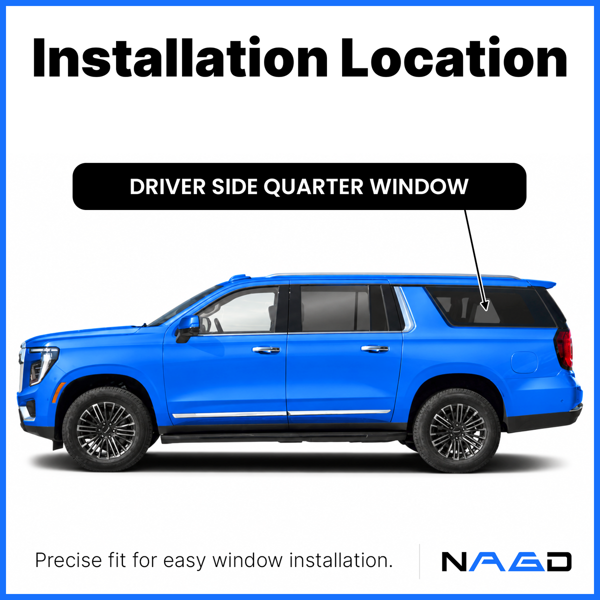 Driver Left Side Rear Quarter Window Quarter Glass With Alarm Wire Compatible with Chevrolet Suburban /GMC Yukon XL 2021-2026 Models (Not For Yukon)